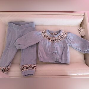 Janie and Jack Baby Floral Fair Isle Sweater Pant/ and baby Floral Fair isle Car